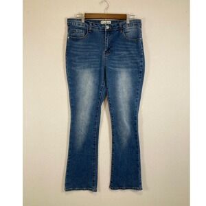 Revelation Denim Bootcut Jeans 10 Blue Embellished Rhinestone Pocket Stretch